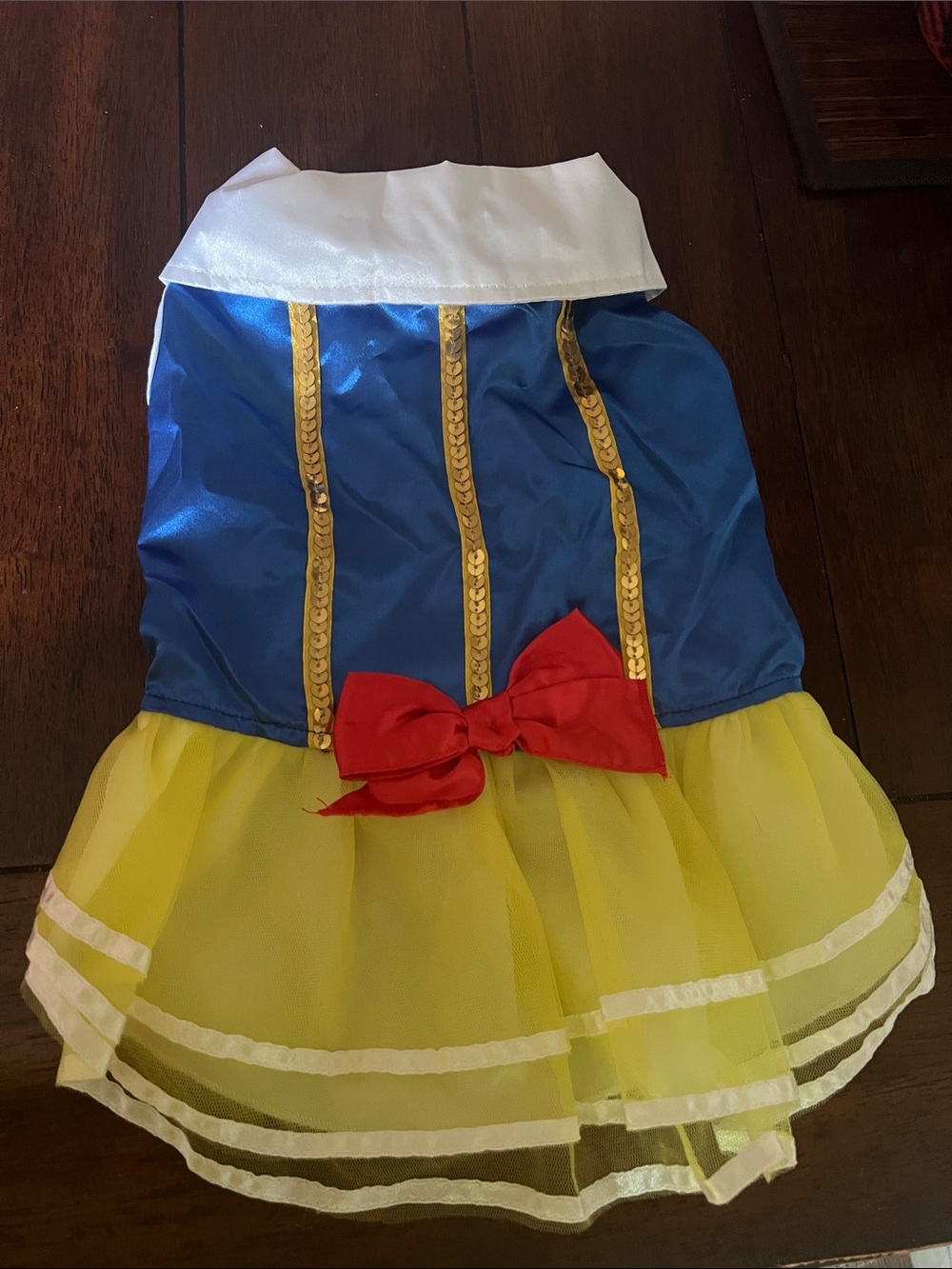 Blue, Yellow & Red Princess Dog Costume Dress - Pet Halloween Outfit